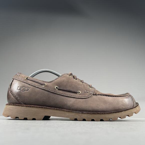 Ugg 3265 Oxson Stout Men’s 11.5 Brown Leather Waterproof Boat Sneaker Shoes GUC - Picture 6 of 9